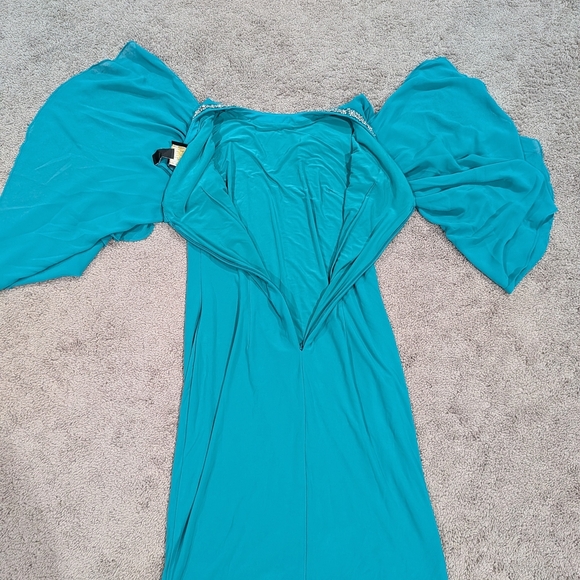 Joseph Ribkoff Teal Dress with Silver Accents - Picture 12 of 16
